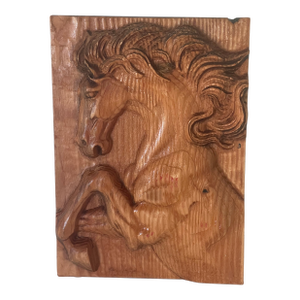 Vintage Equestrian Wood Block Carving Wall Plate