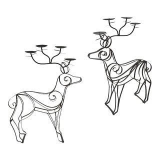 Large Deer Figural Candle Holders-A Pair For Sale