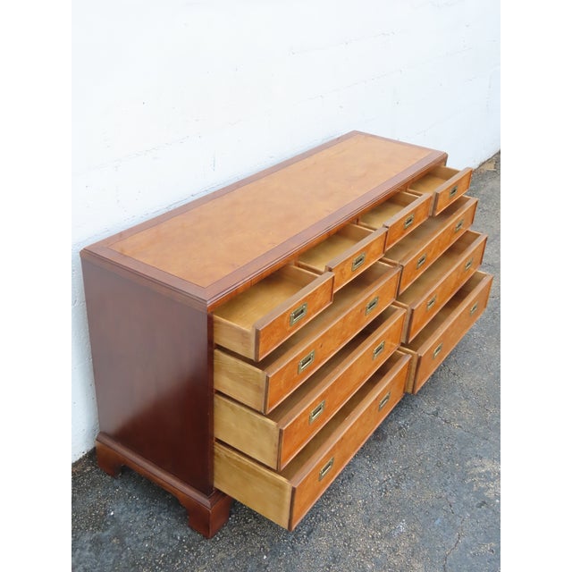 Wood Century Hollywood Regency Burlwood Low Long Dresser Bathroom Vanity 6364 For Sale - Image 7 of 18