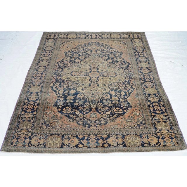 Cream Antique Mohtasham Kashan Rug 4'4'' x 6'7'' For Sale - Image 8 of 10