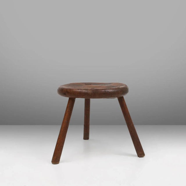 Hand-Carved Wood Tripod Stool, France, 1900s For Sale - Image 11 of 11