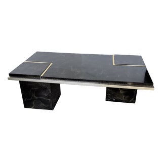 Lacquered and Brass Coffee Table, 1970s For Sale