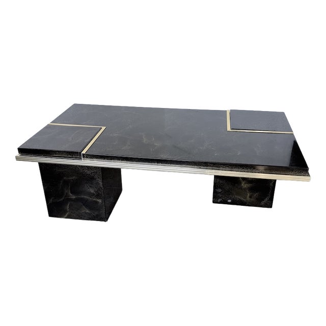 Lacquered and Brass Coffee Table, 1970s For Sale