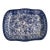 Antique Spongeware Serving Platter - Blue and White Primitive Pottery For Sale