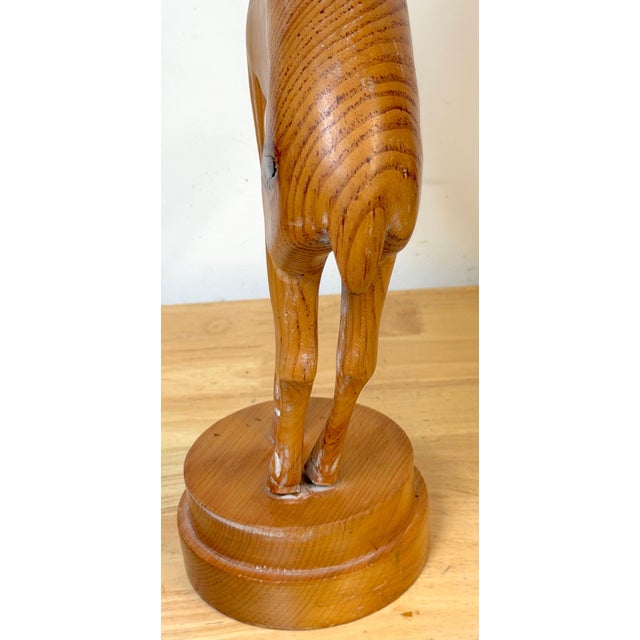 Italian Carved Limed Pine & Brass Deer Sculpture, 1970s For Sale - Image 4 of 18