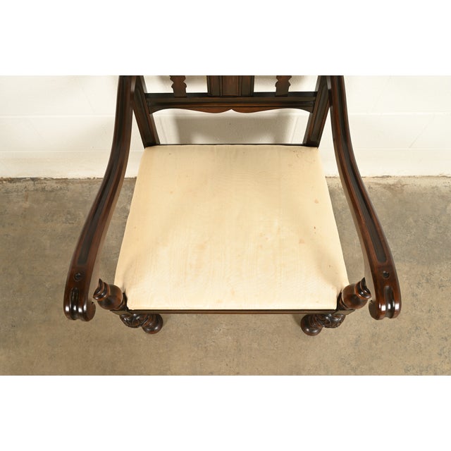 Brown Berkey & Gay Antique English Jacobean Carved Walnut Dining Chairs, Set of Six For Sale - Image 8 of 14