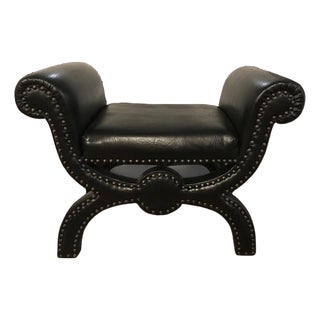 Black Vintage Vinyl Ottoman/Stool (Vintage) For Sale