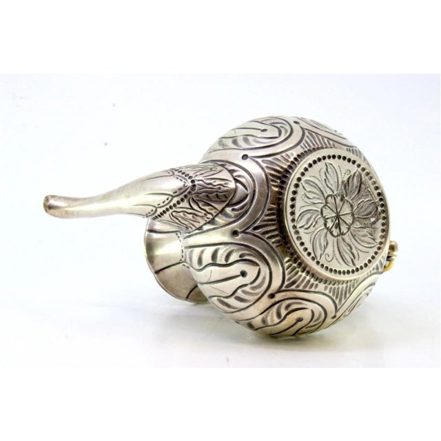 Silver Coffee Pot with Relief Engraving and Handle Lid with Dragon Figure For Sale - Image 6 of 9