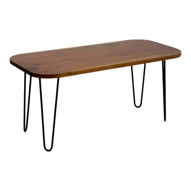 1960s Mid Century Modern Hairpin Leg Maple Slab Coffee Table Organic For Sale