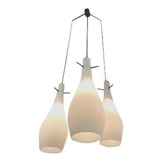 Italian 1950s Triple Pendant Chandelier For Sale