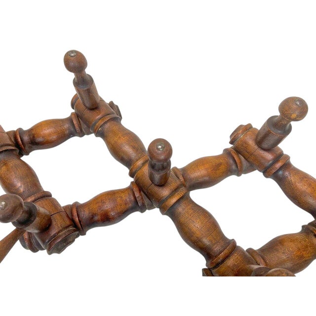 French Wall-Mounted Faux Bamboo Coat Rack, 1940s For Sale - Image 4 of 8