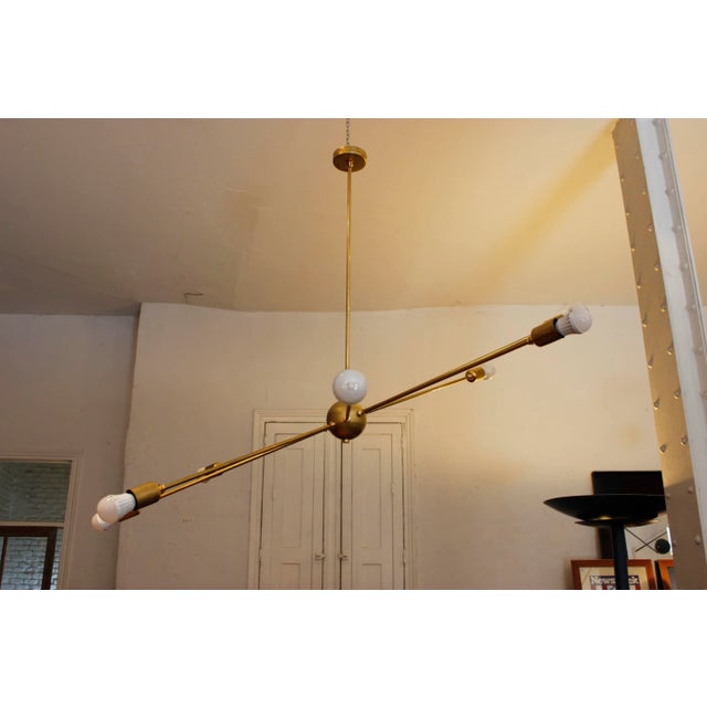 Contemporary Mid-Century Orbital Lamp with 8 Brass Arms by Juanma Lizana For Sale - Image 3 of 7