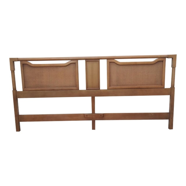 1950s Vintage Walnut King Bed Headboard For Sale