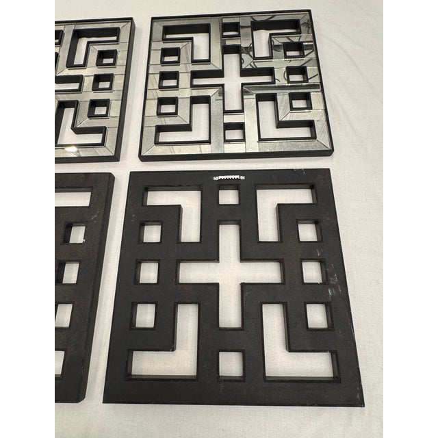 Vintage Hollywood Regency Fretwork Geometric Wall Mirrors, Set of 4 For Sale - Image 11 of 14