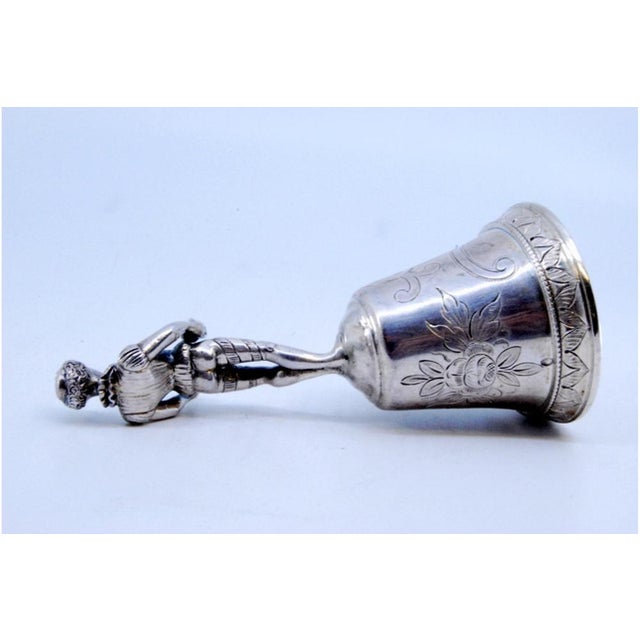 Silver Table Bell with Reliefs and Harlequin Figure For Sale - Image 6 of 9