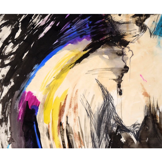 Paper Spirit With Horns - Abstracted Figurative Composition in Acrylic on Paper by Michael William Eggleston For Sale - Image 7 of 9