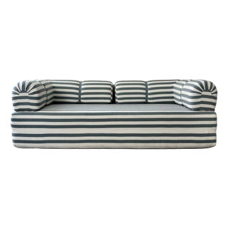 Vintage Green and White Striped Sofa Bed, 1987 For Sale