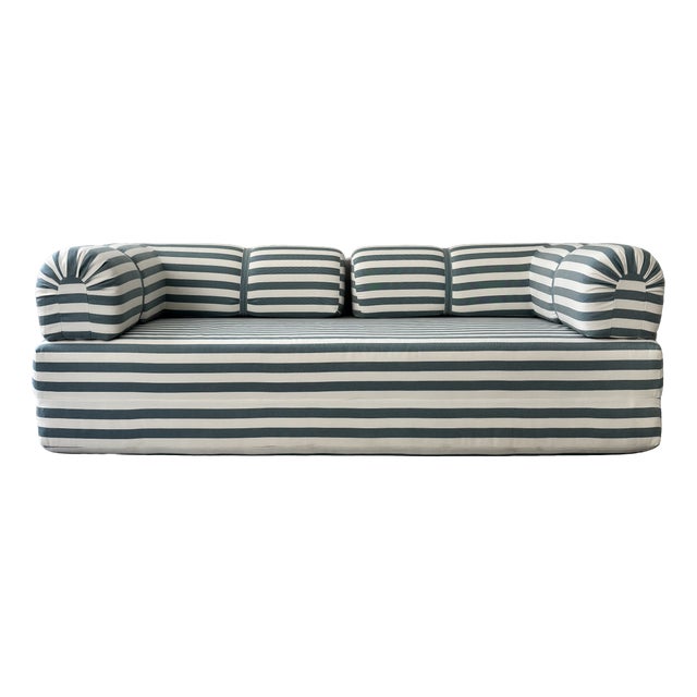Vintage Green and White Striped Sofa Bed, 1987 For Sale