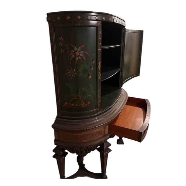 Chinoiserie Antique Chinoiserie Curio Cabinet Hutch Vitrine Breakfront Vernis Martin Style For Sale - Image 3 of 18