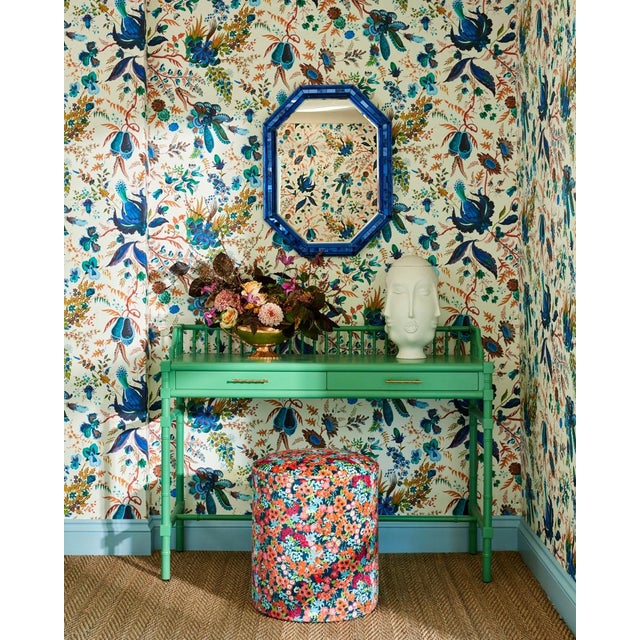 Contemporary Harlequin Wonderland Floral Wallpaper in Amethyst/ Lapis/Ruby - a Sample For Sale - Image 3 of 3