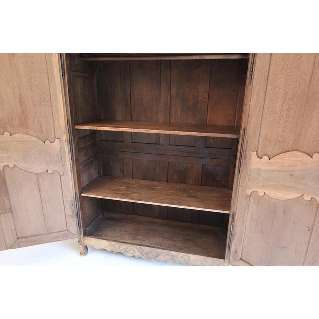 Beige French Provincial Bleached Oak Armoire or Wardrobe, Early 19th Century For Sale - Image 8 of 18