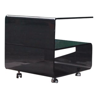 1990s Postmodern Black Smoked Glass End Table For Sale