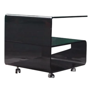 1990s Postmodern Black Smoked Glass End Table