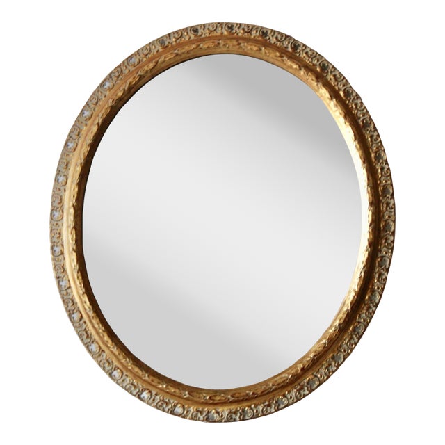 1980s LaBarge Oval Gold Gilt Frame Wall Mirror For Sale