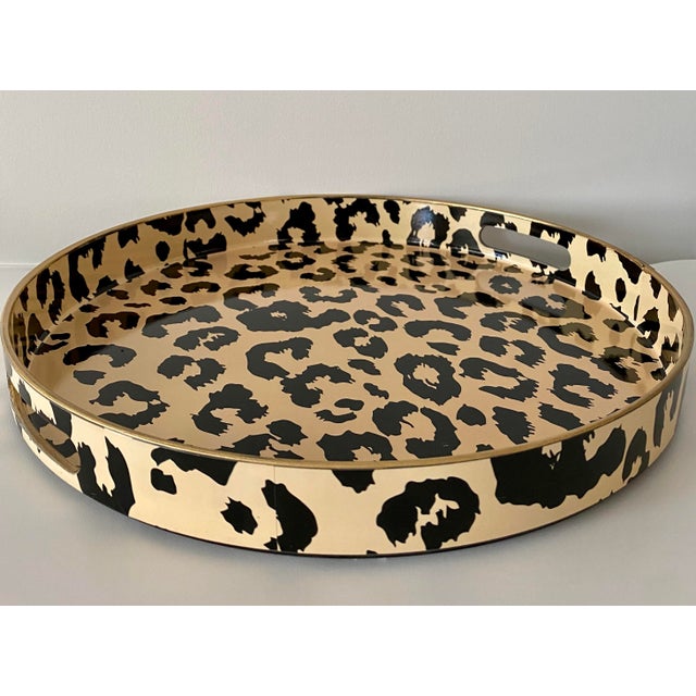Vintage Neiman Marcus Retro Leopard Print Round Serving Tray Chairish