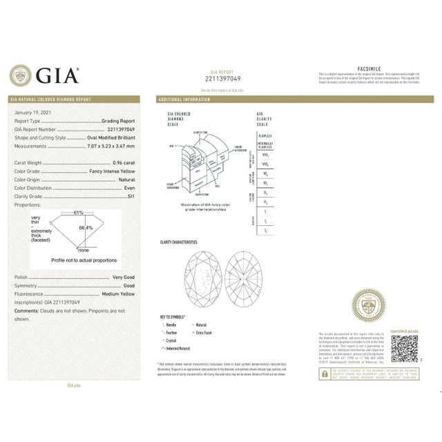 2.21 Ct Gia Certified Three-Stone Oval Yellow & White Diamond Ring Size 6.5 For Sale - Image 10 of 10