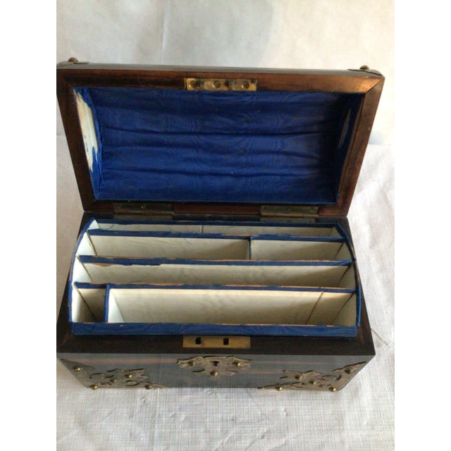 Mid-Century Modern 1880s Madagascar Rosewood and Brass Letter Box For Sale - Image 3 of 12