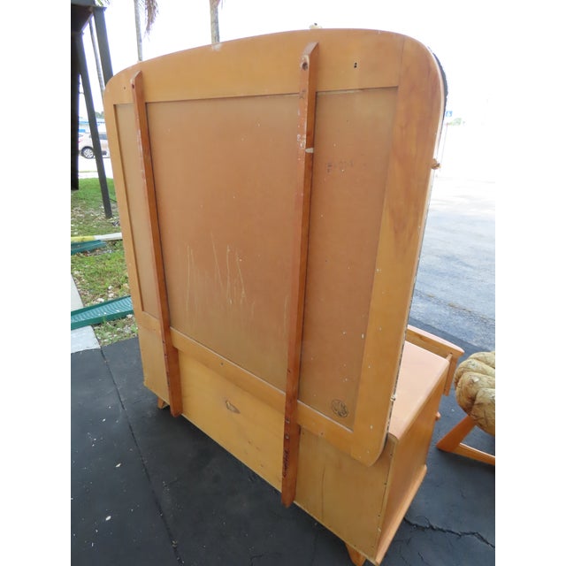 Heywood Wakefield Solid Maple Vanity Makeup Table and Swivel Stool 6615 For Sale - Image 16 of 18