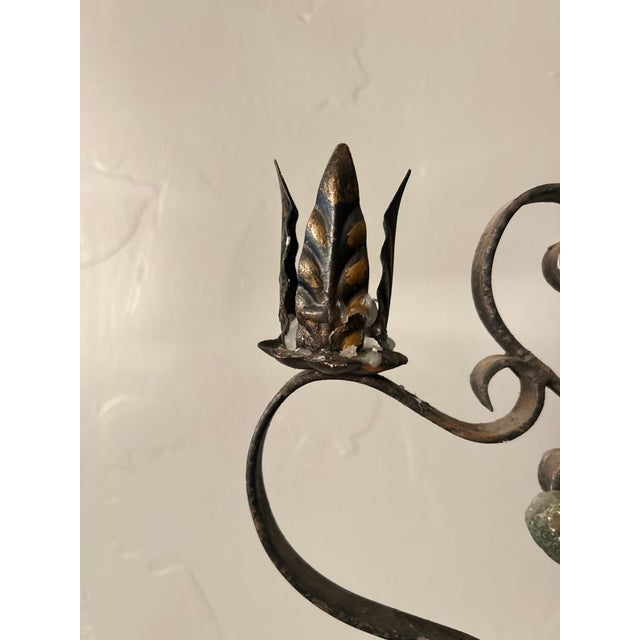 Black 19th Century Revival Gothic French Cross and Crown Cathedral Floor Candelabra For Sale - Image 8 of 11