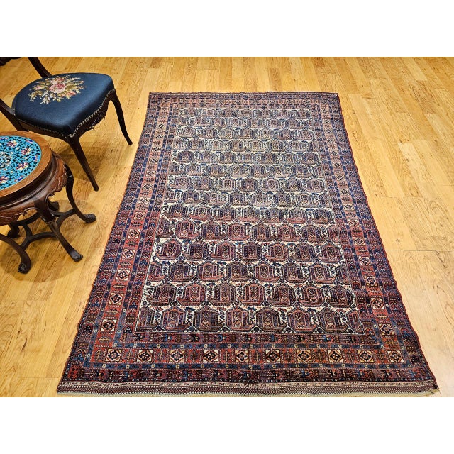 Textile Antique Persian Afshar Tribal Rug, Hand-Knotted Wool, Allover Paisley Pattern, Ivory & Red, 5x7 For Sale - Image 7 of 17