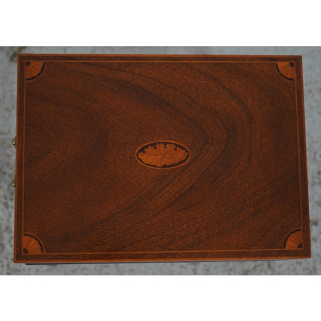 Baker Mahogany Inlaid Lidded Box on Stand For Sale - Image 9 of 17