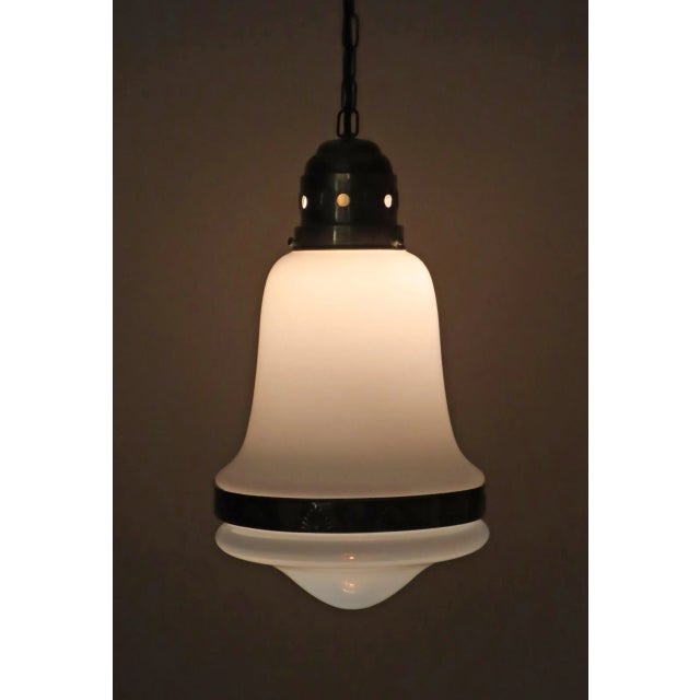 Art Nouveau Hanging Lamp in White Glass and Brass, 1920 For Sale - Image 12 of 18