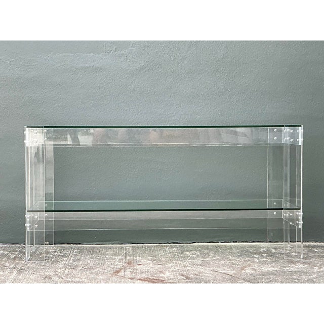 Vintage Lucite and Chrome Console Table For Sale - Image 10 of 12