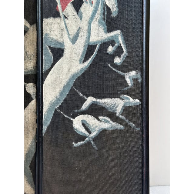 Art Deco Trifold Screen With Hand-Painted Scenic Fox Hunting Motif, Circa 1920s For Sale - Image 13 of 18