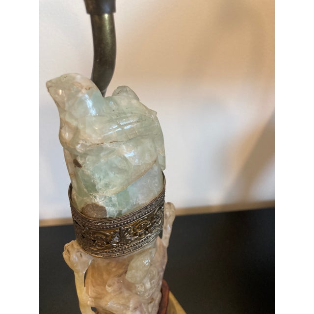 Gemstone Vintage Asian Inspired Carved Stone Lamp For Sale - Image 7 of 12