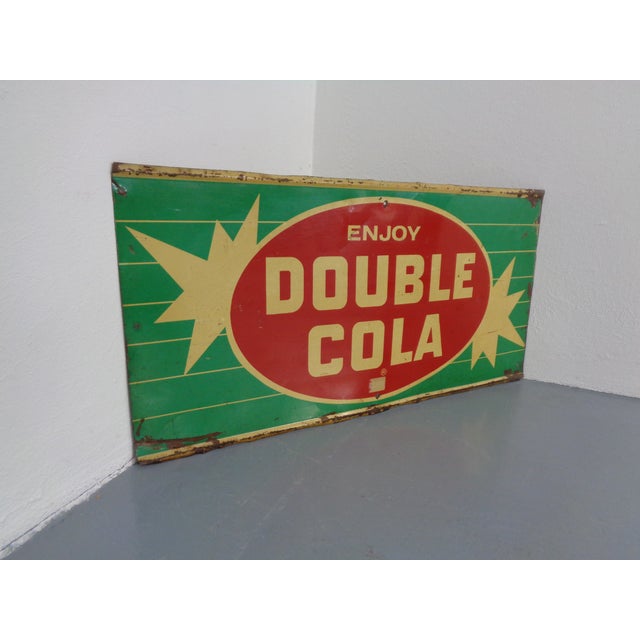 Metal Tin Enjoy Double Cola Sign, USA, 1960s For Sale - Image 7 of 18