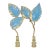 Tall Vintage Italian Tole Leaf Lamp Finials. Gold Leaf Patina, Sky Blue, a Pair For Sale