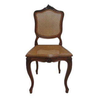 Antique Quality French Country Carved Cane Vanity Armchair Petite For Sale