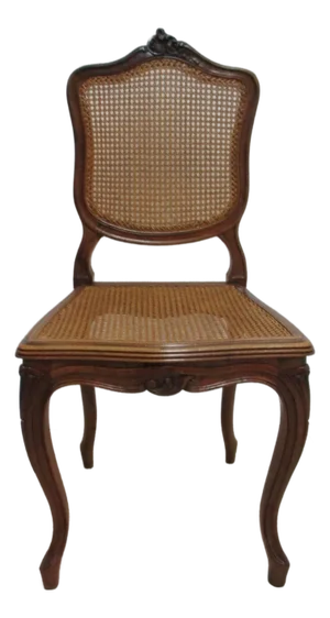 Antique Quality French Country Carved Cane Vanity Armchair Petite