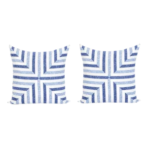 Palm Orleans Delft Blue Mitered Stripe Euro Pillow Shams- Set of 2