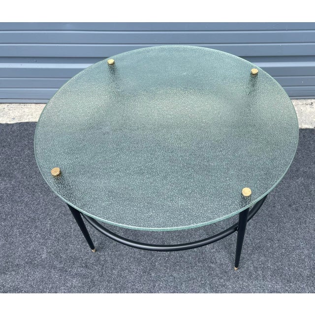 Texture glass and painted metal vase with brass details Italy ca1960