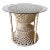 Beige Hand Woven Macrame Hourglass Glass Top Side Table For Sale
