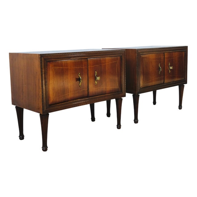 Mid-Century Bedside Tables in Italian Briar Design, 1950s, Set of 2 For Sale