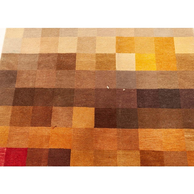 Modern Multi Color Pile Rug Size: 3'3" × 4'9" (99 × 144 cm) This modern multi-colour pile rug is hand-knotted out of wool....