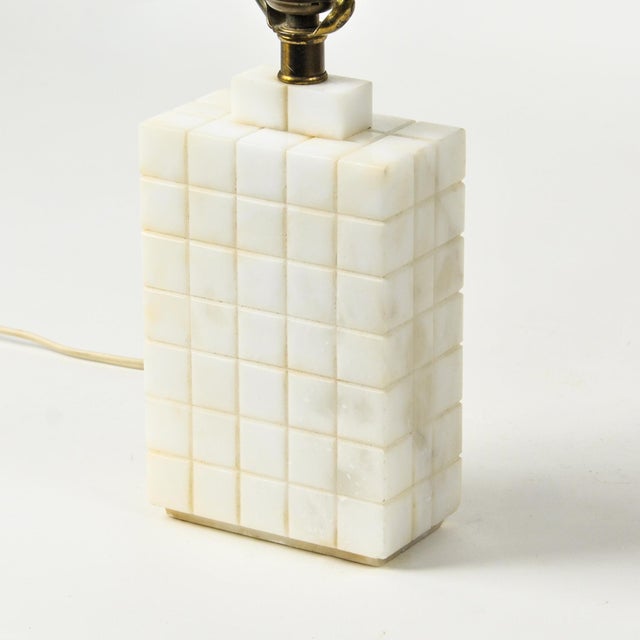Art Deco Early 20th Century Solid Carved Marble Art Deco Style Geometric Table Lamp For Sale - Image 3 of 14