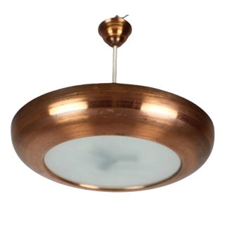 Large Art Deco Copper UFO Pendant, Former Czechoslovakia, 1930s For Sale